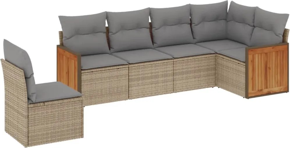 vidaXL Set canapele de grădină cu perne, 6 piese, bej, poliratan