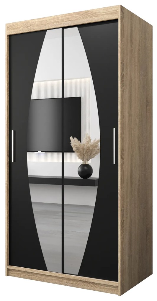 Dulap de haine 100 cm Eclipse (Stejar sonoma + Negru mat). 1063383