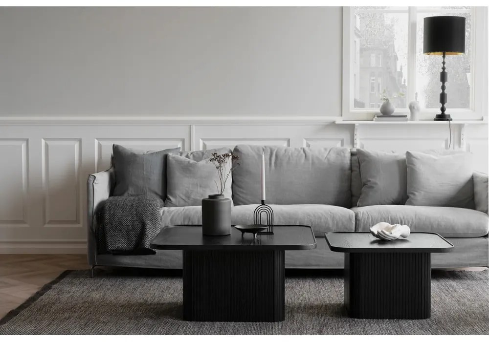 Măsuță de cafea din lemn de stejar Rowico Sullivan, 80 x 80 cm, negru