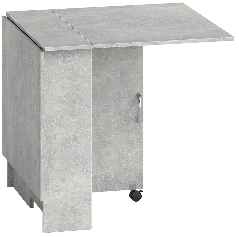 HOMCOM Masă Pliabilă din Lemn cu Roți, pentru 4-6 Persoane, 75x140x75 cm, Gri | Aosom Romania