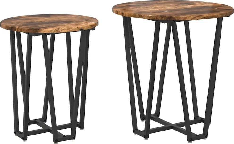 vidaXL Set măsuțe laterale 2 pcs Stejar afumat și negru