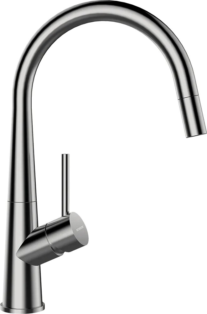 Baterie bucatarie Schock Conos Inox Periat cu cap extractibil, cartus ceramic