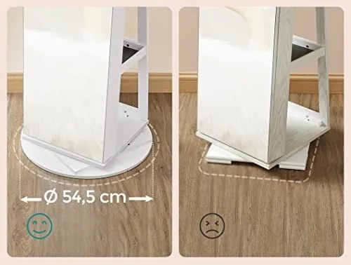 Dulap pentru bijuterii, Songmics, Alb, 55x55x162 cm