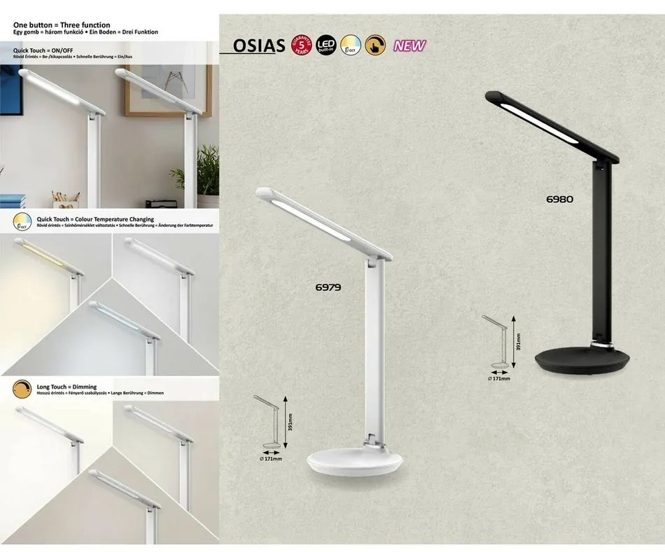 Lampă de birou cu LED Rabalux 6980 Osias, negru