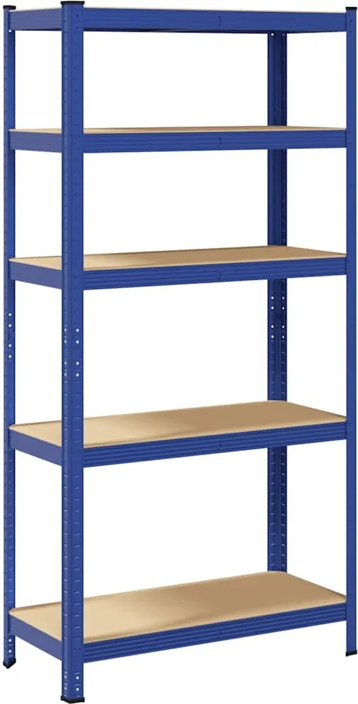 vidaXL Raft depozitare cu 5 niveluri, albastru, oțel&lemn prelucrat