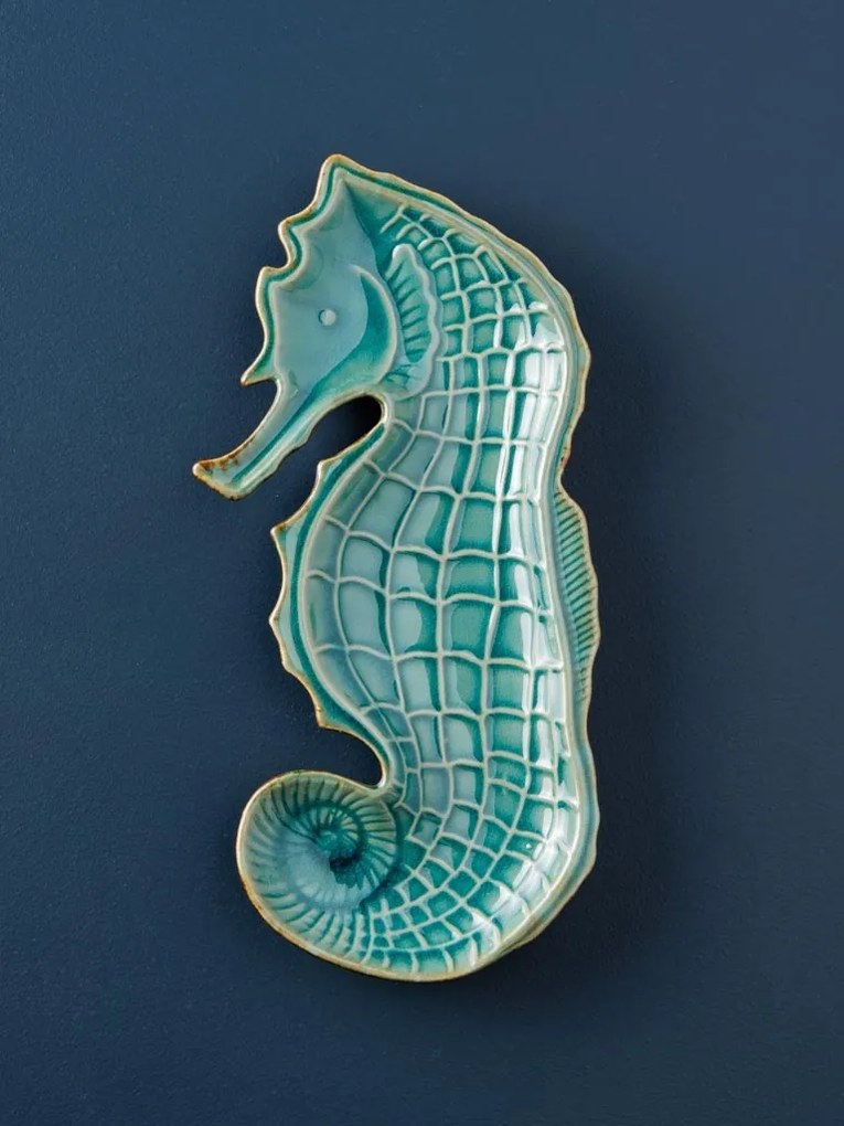 Tavita servire din ceramica, Aqua Seahorse