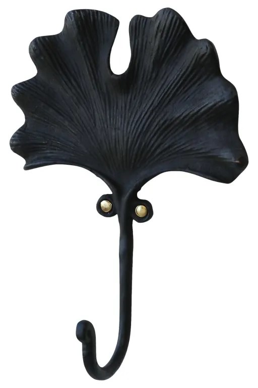 Cuier negru, din alama, cu agatatoare, model frunza, Amour