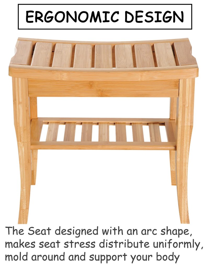 Homcom Scaunel cu Raft in Bambù Natural