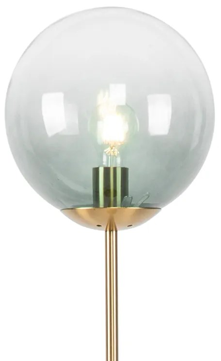 Lampă de podea Art Deco din alamă cu sticlă verde - Pallon