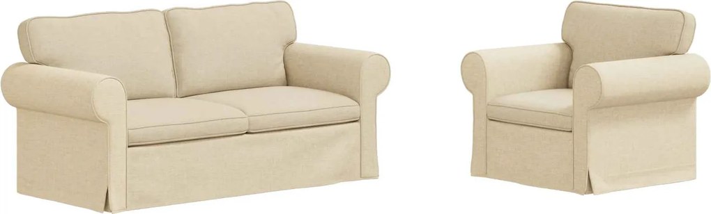 vidaXL Set de canapea 2 pcs Crem 175 x 82 x 80 cm țesătură