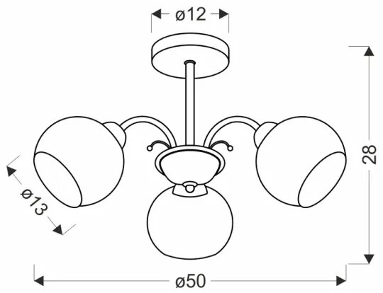 Candelabru pe tijă NESTOR 3xE27/40W/230V, alamă