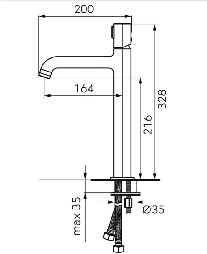 Baterie lavoar inalta FDesign Meandro cu ventil click-clack, crom - FDSFD1-MDR-2L-11