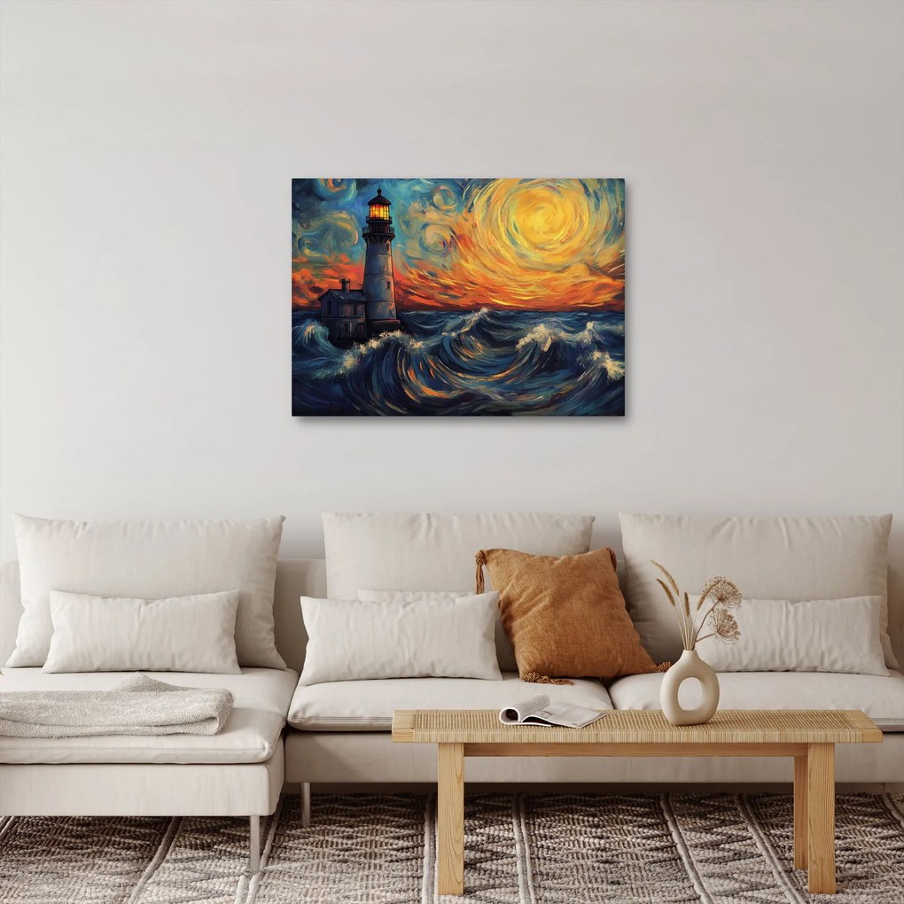 Tablou - Far în valuri (70x50 cm)