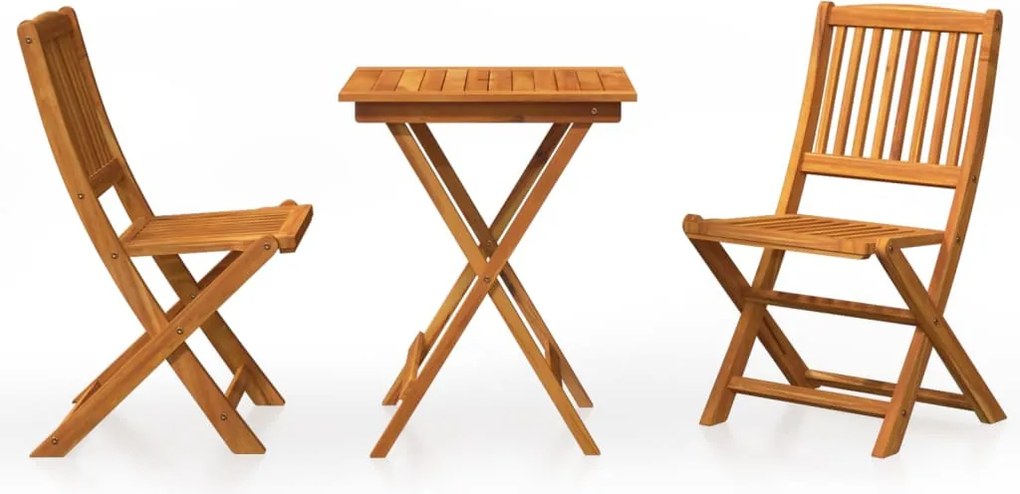 vidaXL Set mobilier grădină, pliabil, 3 piese, lemn masiv acacia