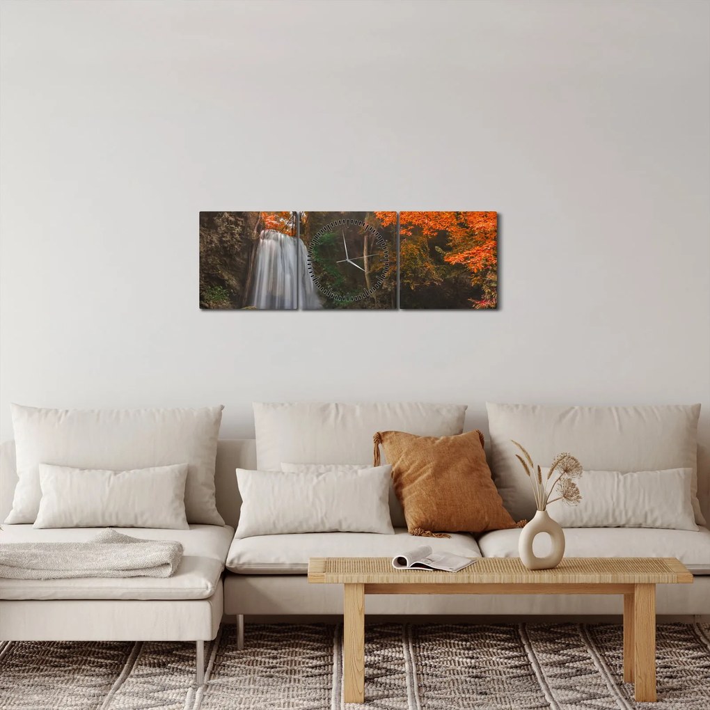 Tablou - Cascadă în Thailanda (cu ceas) (90x30 cm)