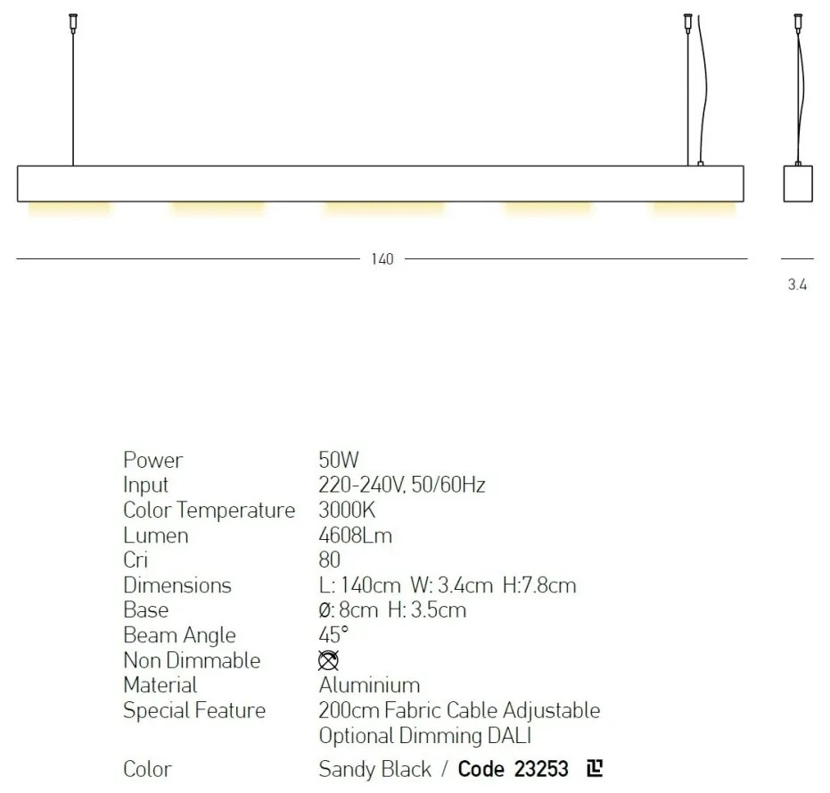 Lustra LED suspendata design liniar Abi 50W