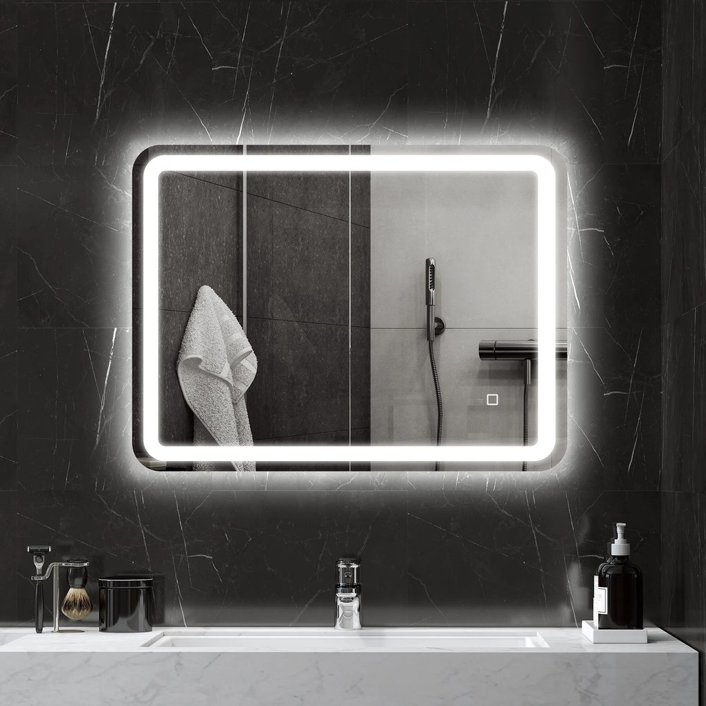 kleankin Oglinda pentru baie cu lumini LED, 70 x 50 cm | Aosom Romania