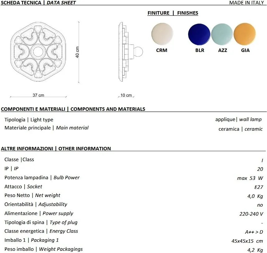 Aplica de perete din ceramica design italian Phytia