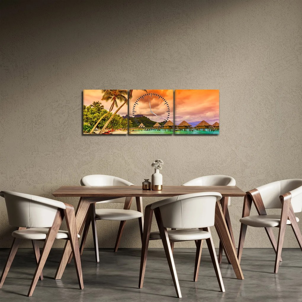 Tablou - Insula Bora Bora (cu ceas) (90x30 cm)