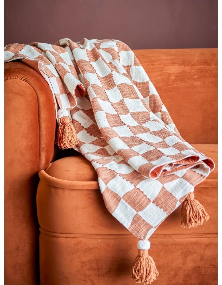 Pătură maro/bej din bumbac 130x150 cm Chola – Bloomingville