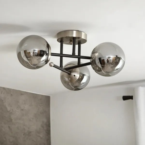 Brilagi - Lustră aplicată MALIVA 3xE14/15W/230V crom mat/sticlă fumurie