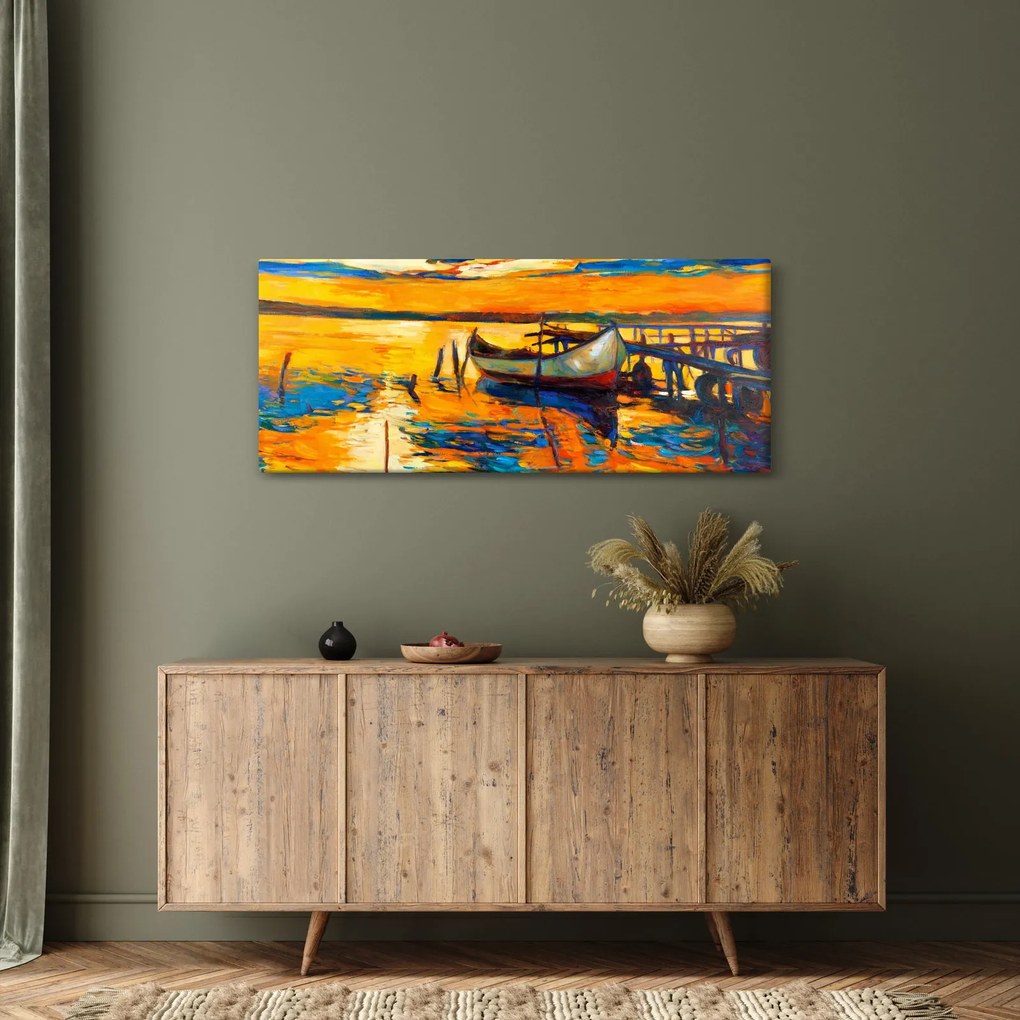 Tablou - Barca la apus de soare (120x50 cm)