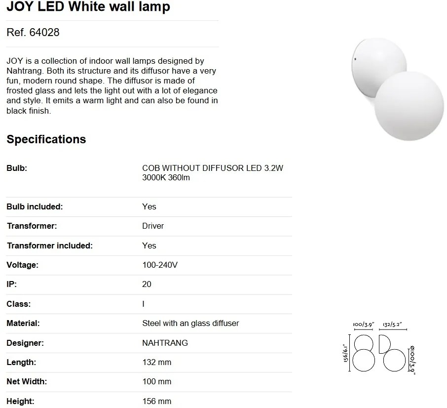 Aplica perete LED design modern JOY White 64028