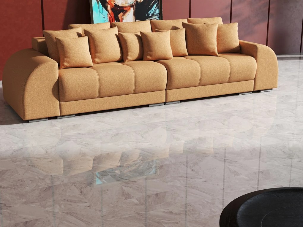 Canapea extensibilă dumonde cu 2 lăzi de depozitare si sezut confortabil din spuma high-density, Verona Enjoy Mango 310x100 cm