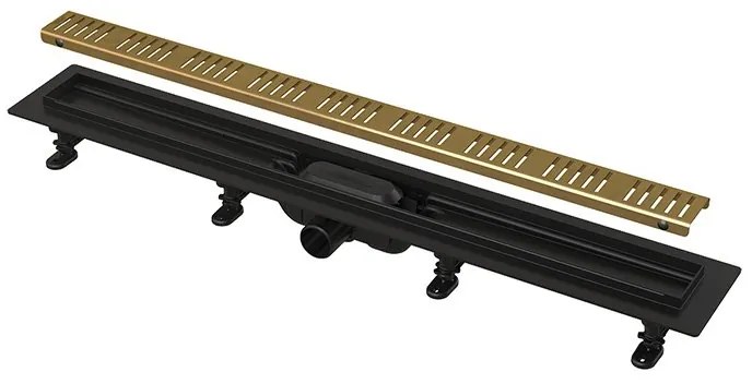 Rigola pentru dus, Alcadrain, Simple, cu gratar, 75 cm, auriu APZ10BLACK-750BRASS