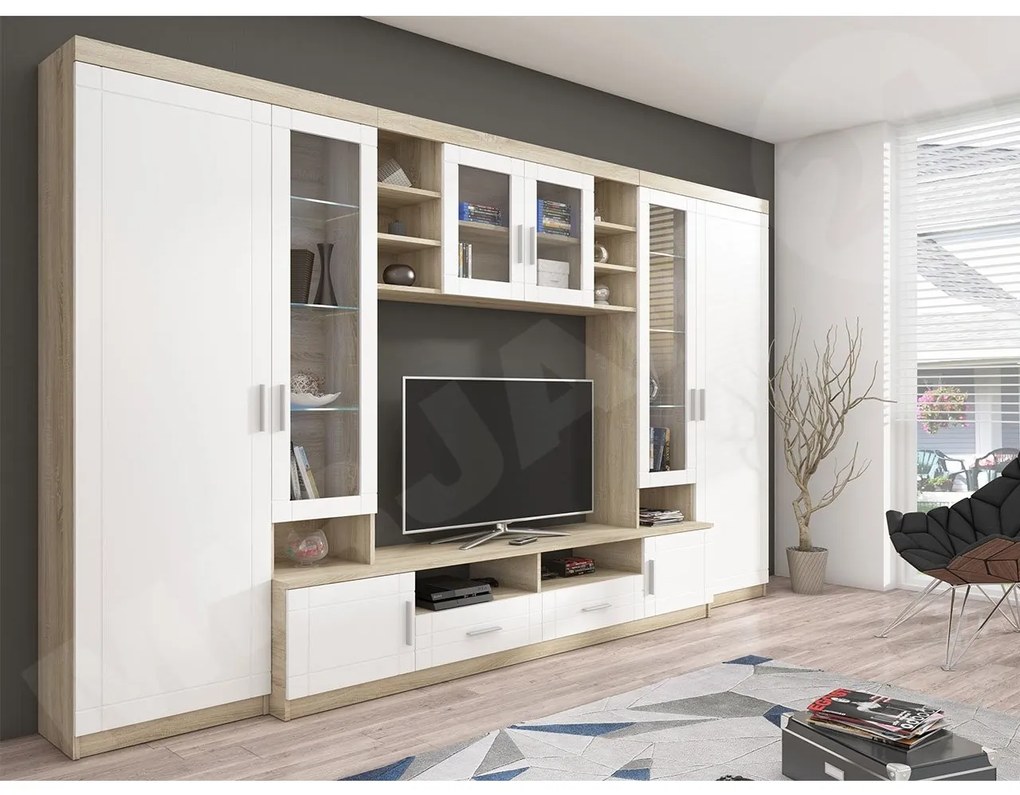 Mobilier living Merasoja (Stejar sonoma + Alb) (cu iluminat LED). 1104563