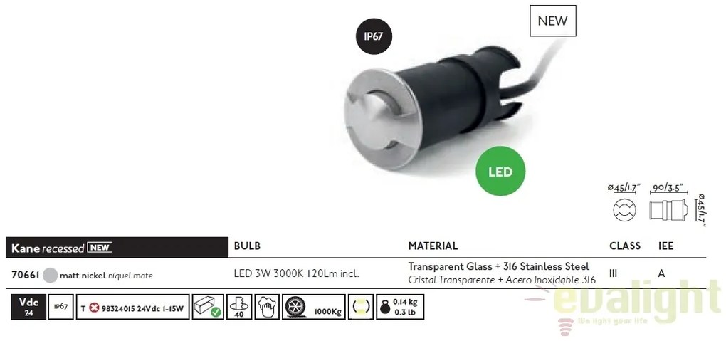 SPOT LED INCASTRABIL DE EXTERIOR KANE-2 70661