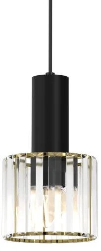 Lustră pe cablu CRISTAL 1xE27/60W/230V neagră