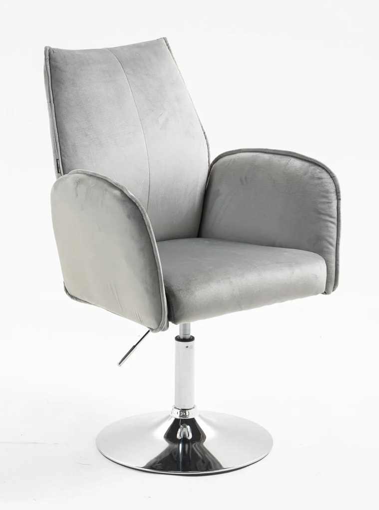 HR280N Scaun Gray din Catifea cu Bază Cromata