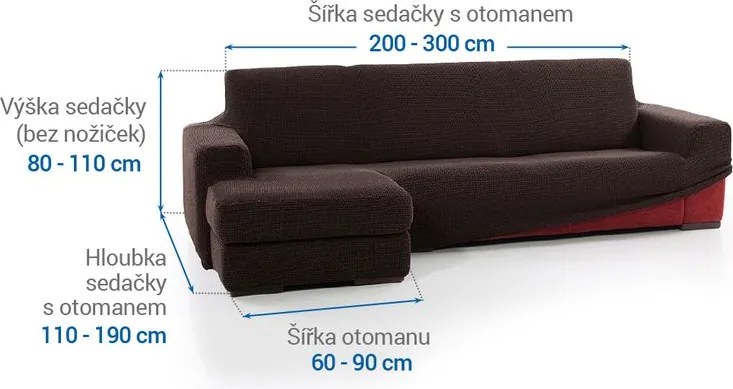 Nueva Textura Huse care se întind foarte bine NIAGARA ciocolatei canapea cu otoman stânga (l. 200 - 300 cm)