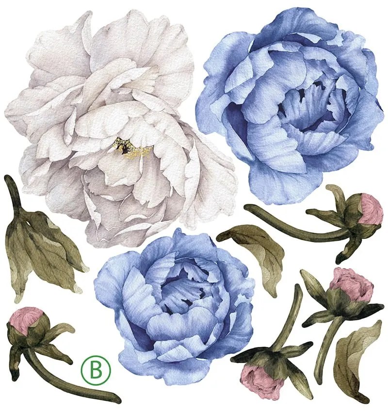 Autocolant de perete cu un motiv de bujori colorați