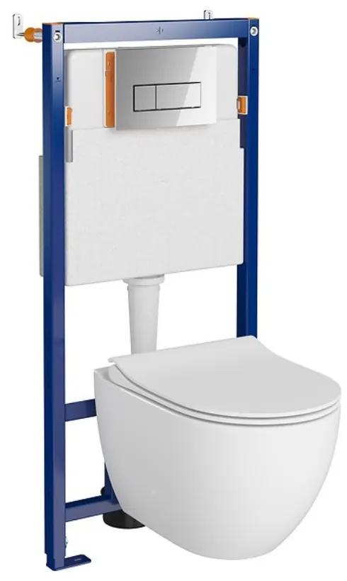 Set vas wc suspendat Zen CleanOn cu capac soft close, rezervor incastrat si clapeta crom lucios Opti