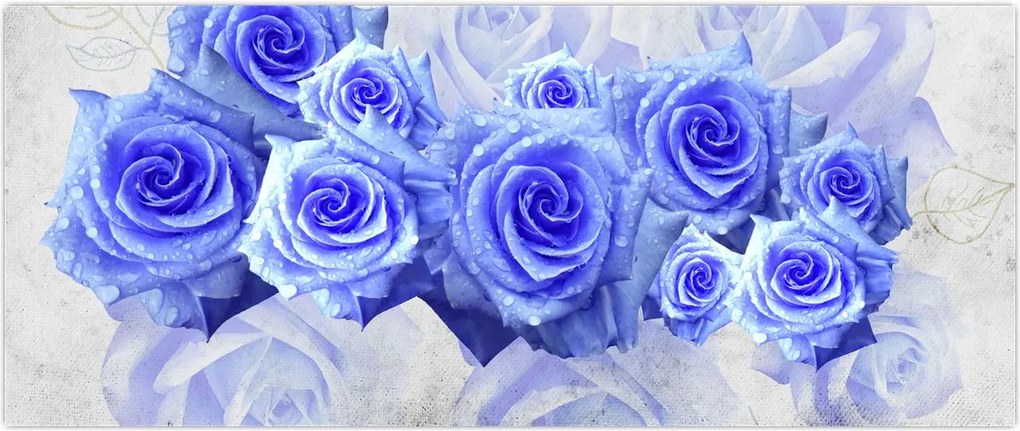 Tablou - Trandafiri albaștri (120x50 cm)