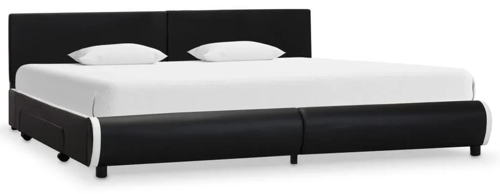 284953 vidaXL Cadru pat cu sertare, negru, 180 x 200 cm, piele artificială