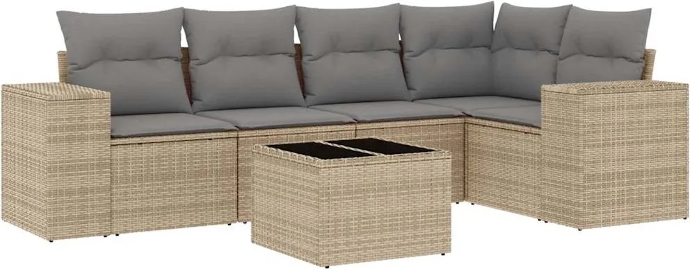 vidaXL Set canapele de grădină cu perne, 6 piese, bej, poliratan