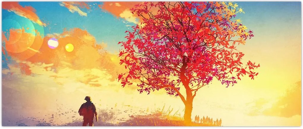 Tablou - casa în deal (120x50 cm)