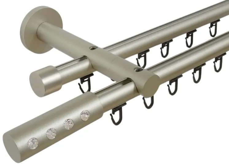 Galerie dubla teava profil ALLURE PICIOR UNIVERSAL ,prindere perete 19/19 CROM MAT (Alege marime: 200 cm)