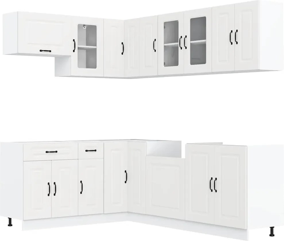 vidaXL Set dulap de bucătărie din 11 piese „Kalmar” Lemn prelucrat alb