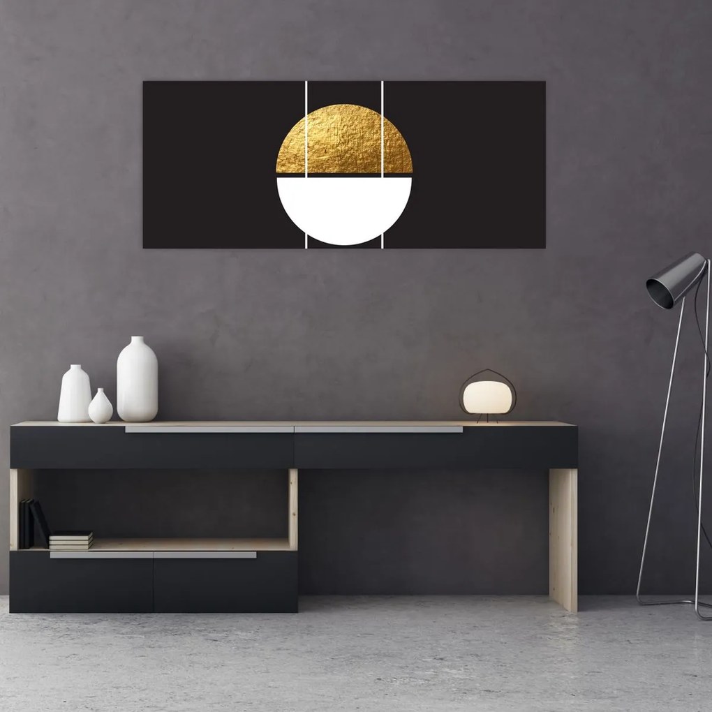 Tablou - Abstracție de aur și negru N⁰1 (120x50 cm)