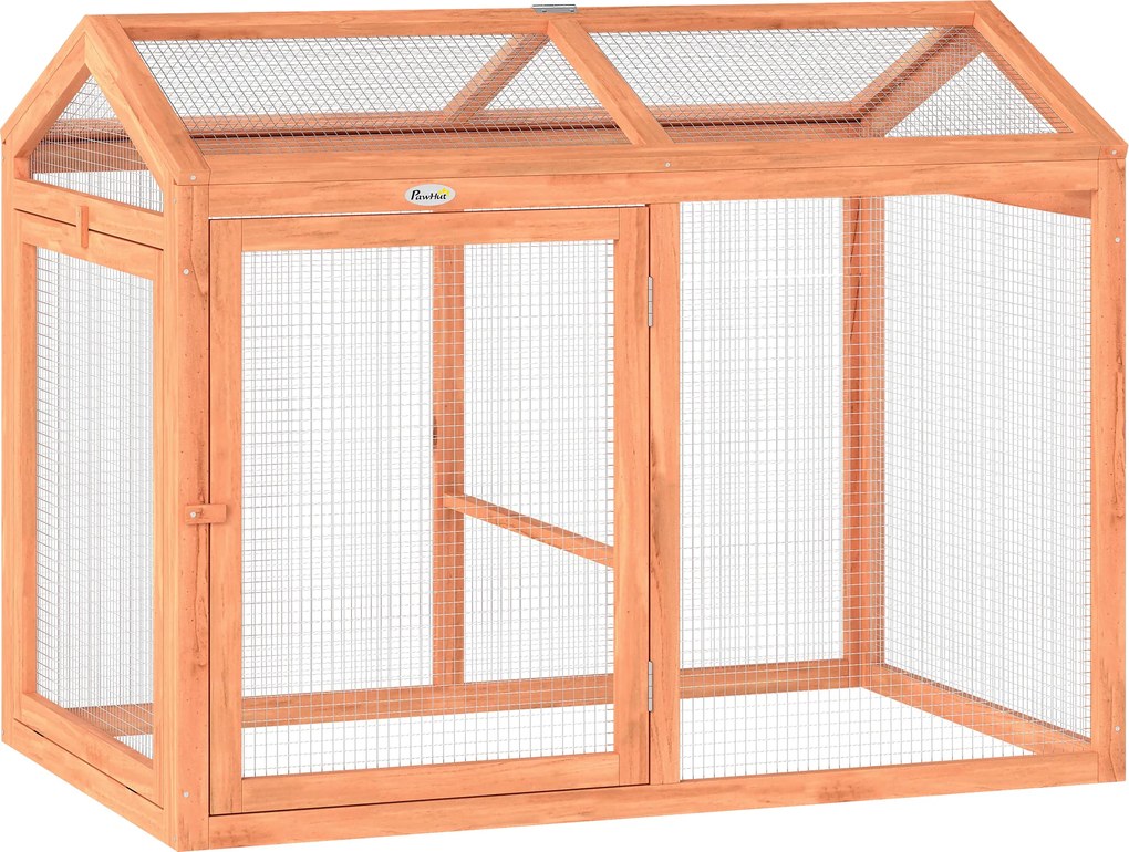 PawHut Coteț pentru găini adăpost exterior cu tijă pentru odihnă și uși duble, din lemn și metal, pentru 2 găini, 104 x 70,5 x 84 cm Portocaliu | Aosom Romania