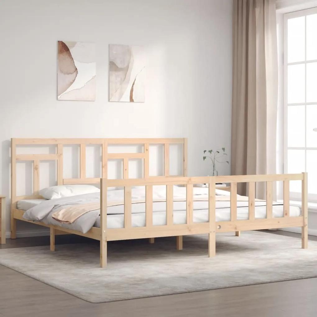 3193161 vidaXL Cadru pat cu tăblie 200x200 cm, lemn masiv de pin