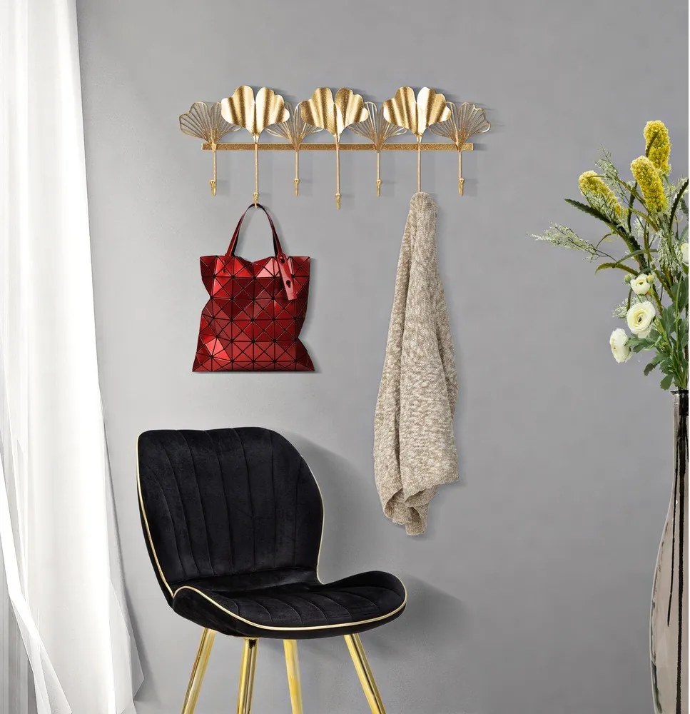 Cuier de perete Mauro Ferretti Leaves, auriu