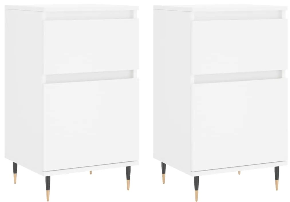 vidaXL Servante, 2 buc., alb, 40x35x70 cm, lemn prelucrat