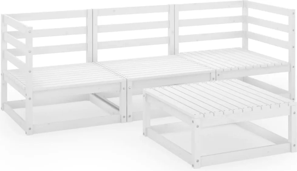 vidaXL Set mobilier de grădină, 4 piese, alb, lemn masiv de pin