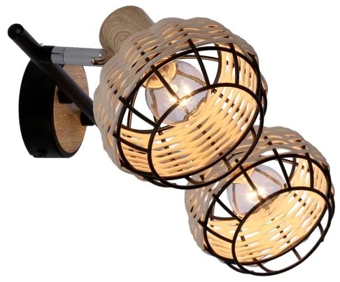 Spot TAJGA 2xE14/40W/230V ratan/negru