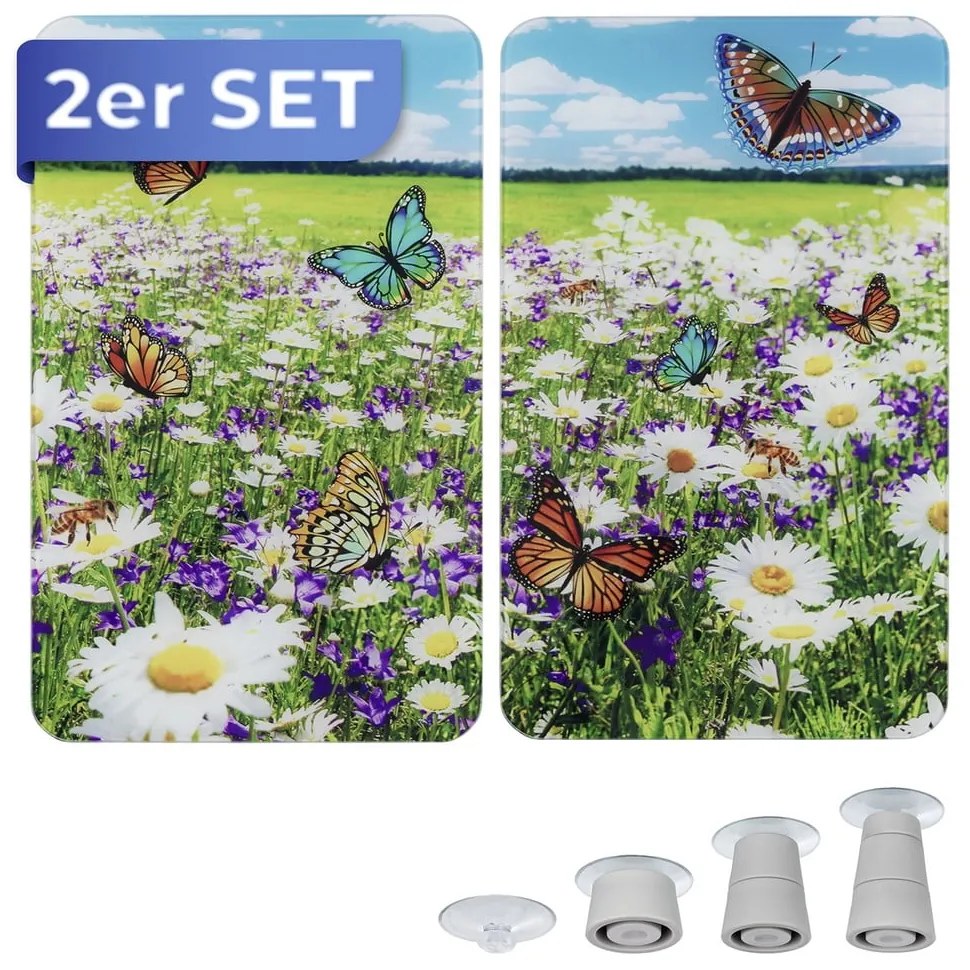 Protecții de aragaz 2 buc. din sticlă temperată 52x30 cm Summer Meadow – Maximex